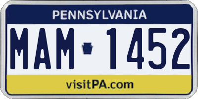 PA license plate MAM1452