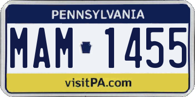 PA license plate MAM1455
