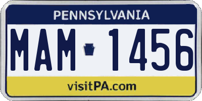 PA license plate MAM1456