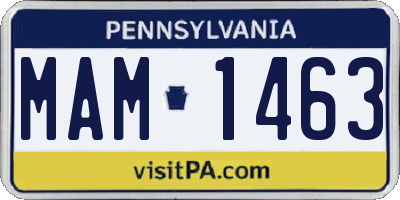 PA license plate MAM1463