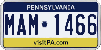 PA license plate MAM1466