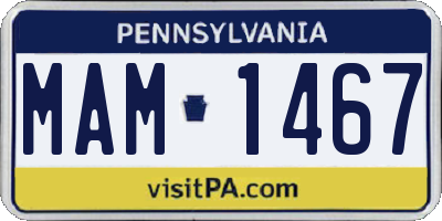 PA license plate MAM1467