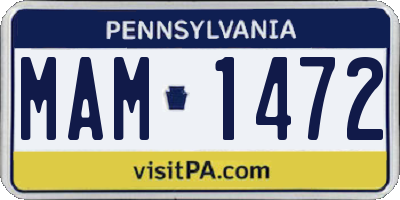PA license plate MAM1472