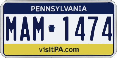 PA license plate MAM1474