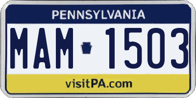 PA license plate MAM1503