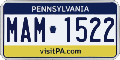 PA license plate MAM1522