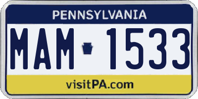 PA license plate MAM1533