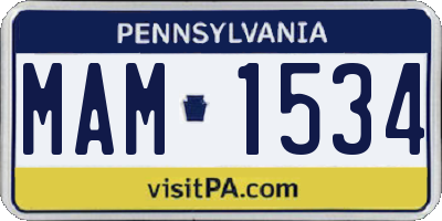 PA license plate MAM1534