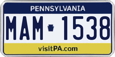 PA license plate MAM1538