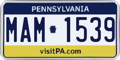 PA license plate MAM1539