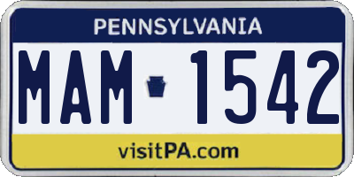 PA license plate MAM1542