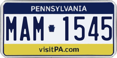 PA license plate MAM1545