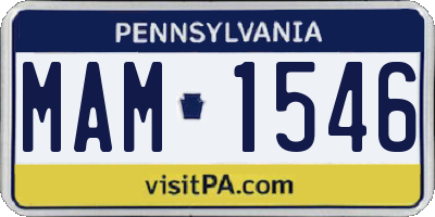 PA license plate MAM1546