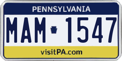 PA license plate MAM1547