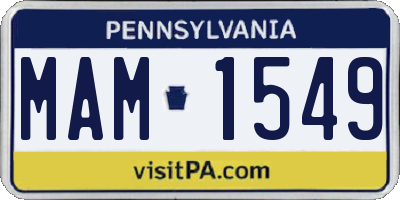 PA license plate MAM1549