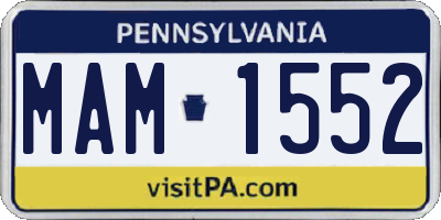 PA license plate MAM1552