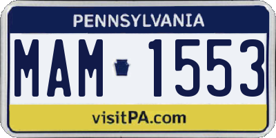 PA license plate MAM1553