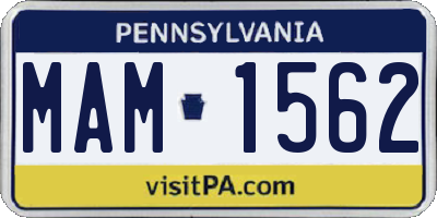 PA license plate MAM1562
