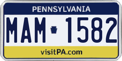 PA license plate MAM1582