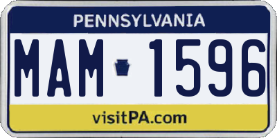 PA license plate MAM1596
