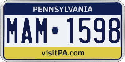 PA license plate MAM1598
