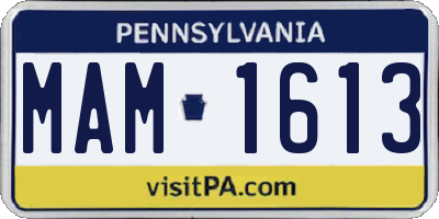 PA license plate MAM1613
