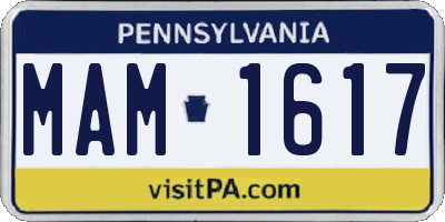 PA license plate MAM1617
