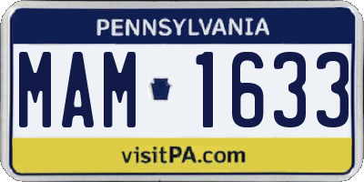 PA license plate MAM1633