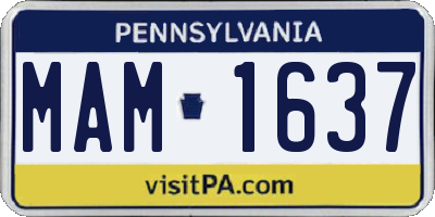 PA license plate MAM1637