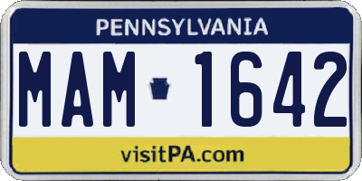 PA license plate MAM1642