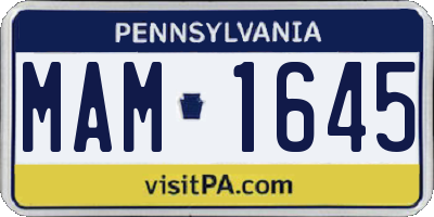 PA license plate MAM1645