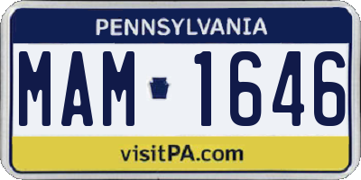 PA license plate MAM1646