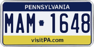 PA license plate MAM1648