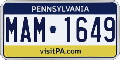 PA license plate MAM1649