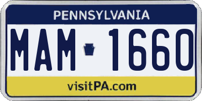 PA license plate MAM1660