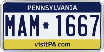 PA license plate MAM1667