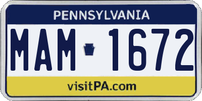 PA license plate MAM1672
