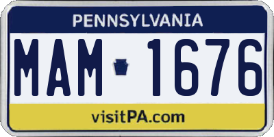 PA license plate MAM1676