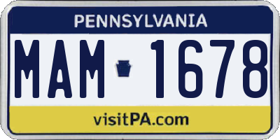PA license plate MAM1678