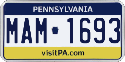 PA license plate MAM1693