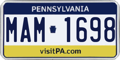 PA license plate MAM1698