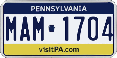 PA license plate MAM1704