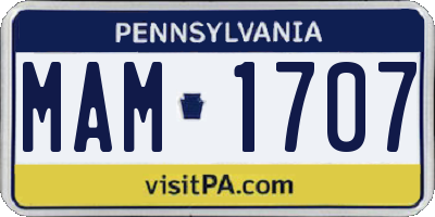 PA license plate MAM1707