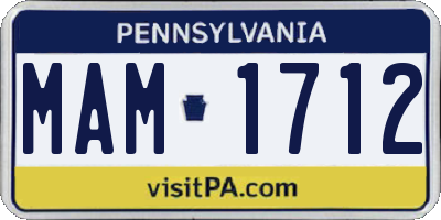 PA license plate MAM1712