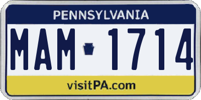 PA license plate MAM1714