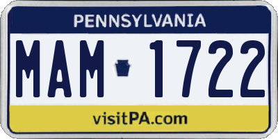 PA license plate MAM1722