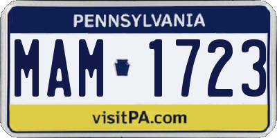 PA license plate MAM1723