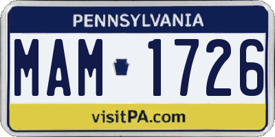 PA license plate MAM1726