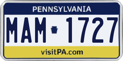 PA license plate MAM1727