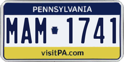 PA license plate MAM1741